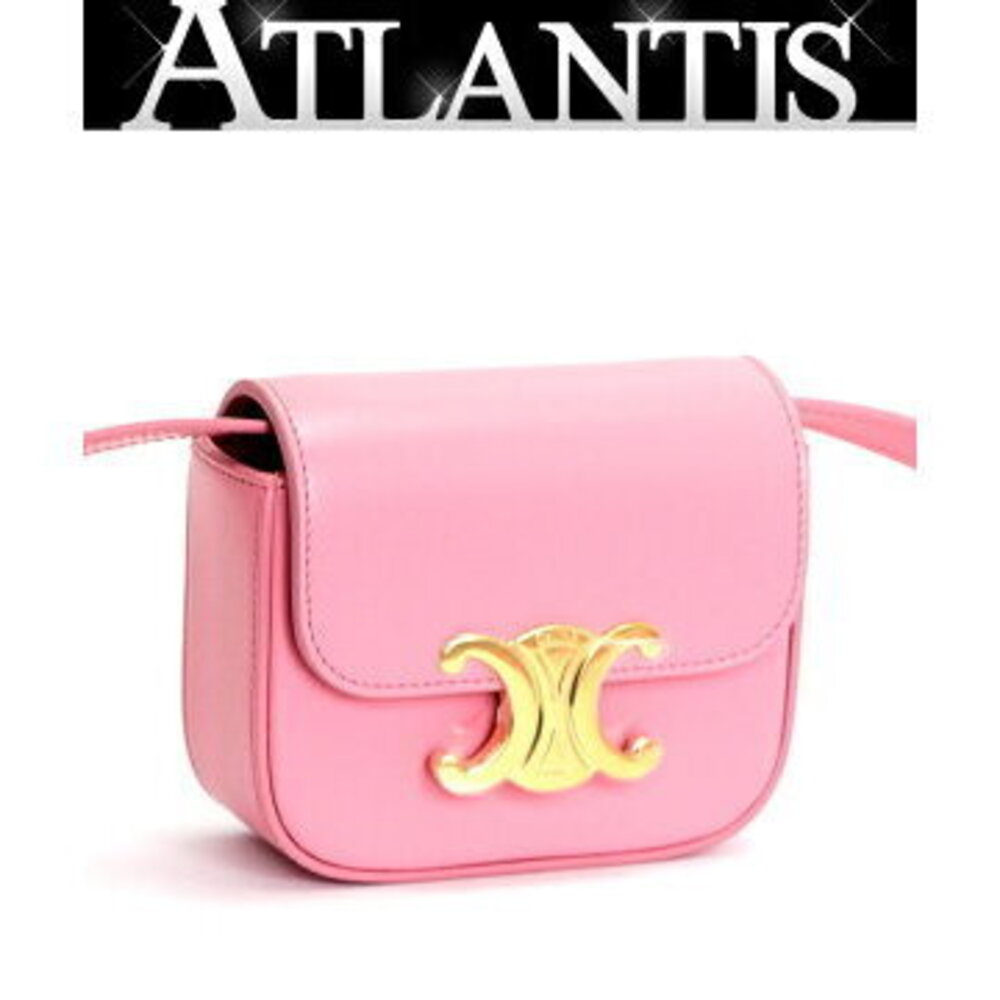 Celine Triomphe Claude Shoulder Bag Leather Pink